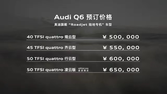 中国市场特供版上汽奥迪Q6开卖：50万起