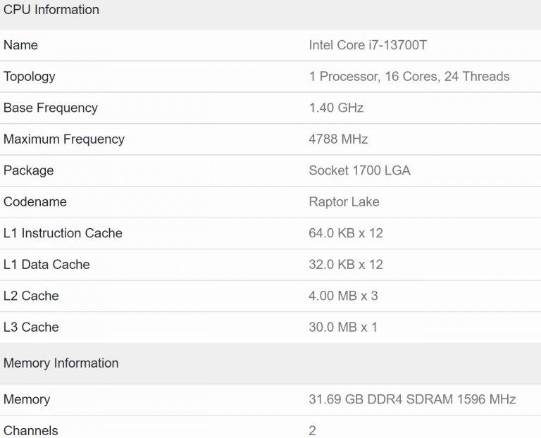 英特尔 35W 酷睿 i7-13700T 处理器现身 Geekbench，打平 i5-12600K